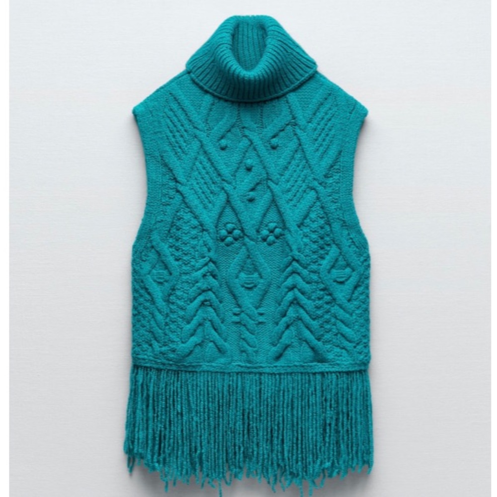 SOLD!!! ZARA FRINGED KNIT VEST bloggers fav